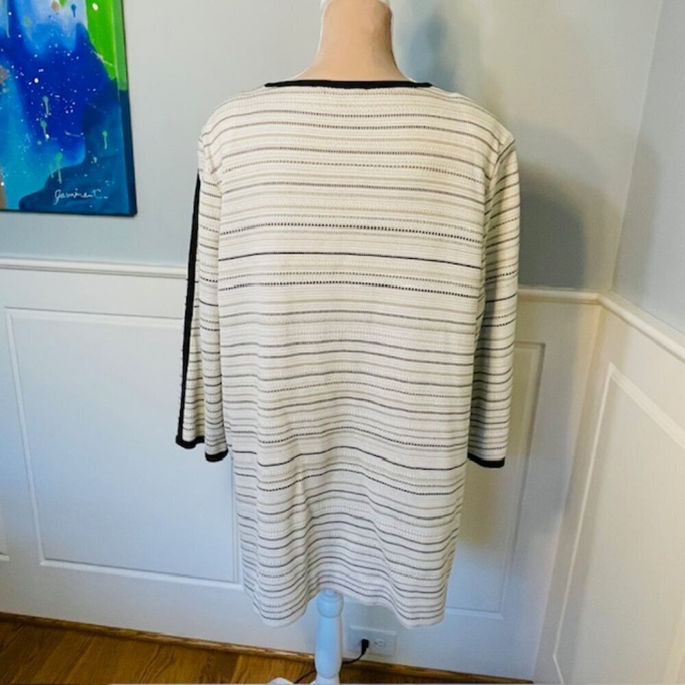 Misook Cardigan Jacket Sweater Textured Knit Tunic Length Striped Plus Size 1X - Picture 5 of 8